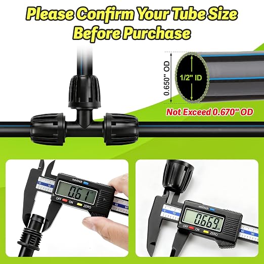 10 Pieces 1/2 Inch Drip Irrigation Tee Fittings, 1/2'' Drip Line Barbed Locked Tee Connectors for 1/2 Inch Irrigation Tubing (1/2" ID x 0.670" OD) Anti-leak 3-Way Irrigation System Parts