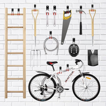Garage Hooks Heavy Duty, Small Hooks Wall Mount, Anti-Slip PVC Coated Steel Utility Storage Organizer for Hanging Ladders, Bikes, Garden Tools and Hoses 2 Packs