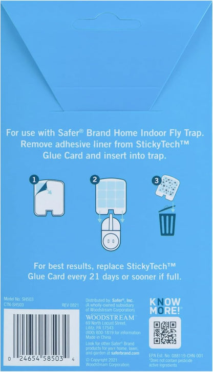 Safer Home Flying Insect Trap Official Refills | 3 Glue Card Refills for Plug-In Fruit Fly, Moth & Gnat Trap, Fruit Fly Killer, 24/7 Catch, SH503