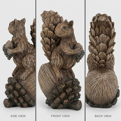 iStatue Handmade Resin Squirrel on Acorn Statue Miniature Garden Figurines – 6.5 Inch Nature-Inspired Woodland Animal Decor for Home, Garden, Patio or Shelf – Rustic Farmhouse Accent (Medium)