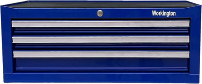Workington Industrial 3 Drawers Portable Metal Intermediate Box, 26" Middle Tool Chest Cabinet with Ball Bearing Drawer Slides, Steel Tool Storage Box Organizer 4009 Blue