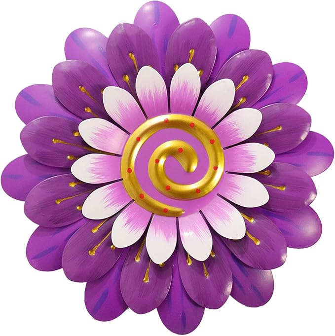 AHYS Metal Flowers Wall Decor Indoor Outdoor Metal Wall Art for Home Farmhouse Living Room Bedroom Bathroom Garden Decorations - Purple