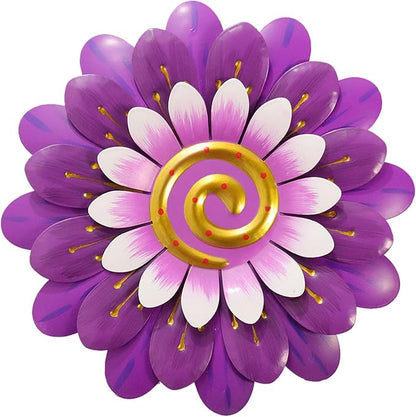 AHYS Metal Flowers Wall Decor Indoor Outdoor Metal Wall Art for Home Farmhouse Living Room Bedroom Bathroom Garden Decorations - Purple