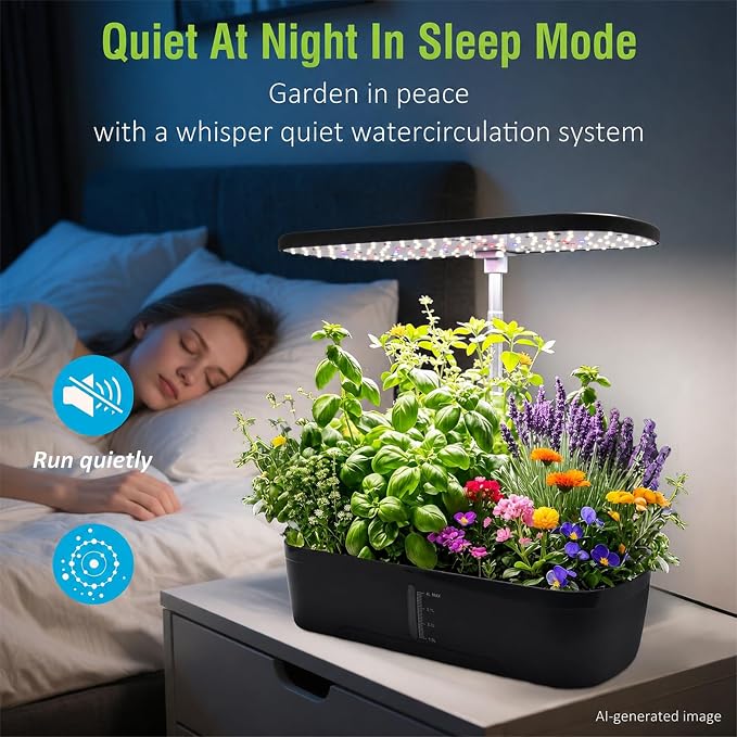 52 Pods Smart Hydroponics Growing System Indoor Herb Garden with Auto Timer | 24W Full-Spectrum Grow Light, 4L Water Tank, Quiet Pump, Height Adjustable, Great for Herbs Veggies in Kitchen & Office