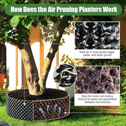 RooTrimmer Air Pruning Containers, 40 Gallon Air Pruning Planters, Sturdy Plastic Roots Control Planter Container for Tree Grow Outdoor, Garden Self-Planting Planters, Size 24"x24", Black, 4P