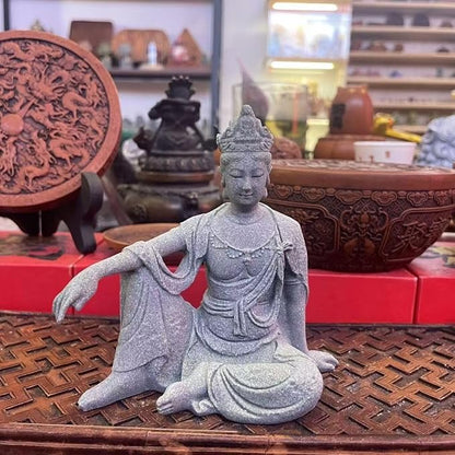 livelyfish Aquarium Buddha Statue Sandstone Buddha Figurines Meditating Buddha Statues for Fish Tank Zen Garden Decor (M)