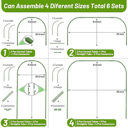 Cludoo 67pcs Garden Mesh Netting Kit,6 Sets Wide Garden Hoops with 10x20 ft Garden Covers Bird Netting& 12 Clips, Garden Protection for Raised Beds Greenhouse Vegetable Plants Flowers Animals