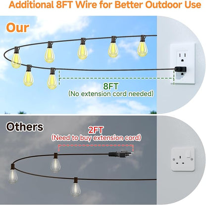 Larkvue 75FT LED Outdoor String Lights S11 Dimmable Patio Light, with 22+2 Waterproof Shatterproof Edison 2700K Bulbs for Outside Backyard Deck, Black