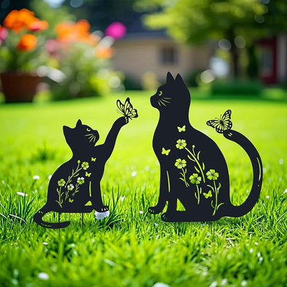 WACLSTDAY Cat Metal Decorative Garden Stakes,Gifts for Women/Men/Cat Lovers,Black Silhouette Statues Summer Garden Decor for Outdoor, Yard Art, Outside,Patio,Forests,Lawn Ornaments