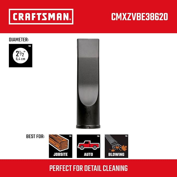 CRAFTSMAN CMXZVBE38620 2-1/2 in. Car Nozzle Wet Dry Shop Vacuum Attachment | Industrial-Grade Shop Vacuum Accessory for Deep Automotive Cleaning, Fits 2-1/2 in. Hose Diameter