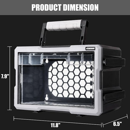 Modular Stackable Storage Organizer, 1 Clear Drawer Unit with Removable Handle, Interlocking Design, Wall-Mount Back Panel for Small Parts Storage