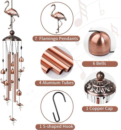 35" Flamingo Wind Chimes, Decorative Outdoor Wind Chime, Gifts for Women Mom Grandma