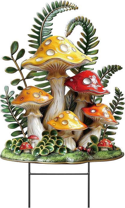 Amyhill Mushroom Outdoor Decor Summer Metal Garden Stakes Mushroom Yard Signs Gift for Nature Lovers Farmhouse Waterproof Lawn Sign Outdoor Decorations for Spring Summer Holiday Garden Lawn Decor