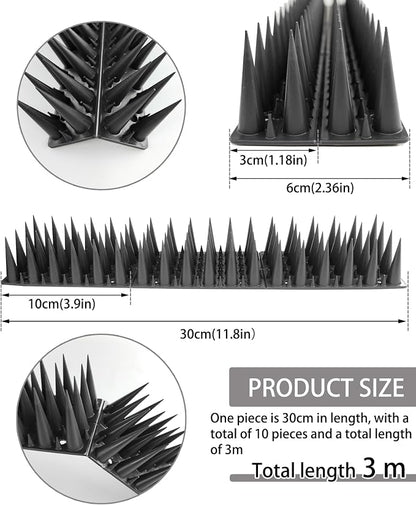 DY.2ten Bird Spikes, 11.8in Deterrent Spike, 10-Pack (9.8ft Total) Fence Spikes Bird for Outside to Keep Bird Squirrel Raccoon Pigeon Cat Away and Keep Birds from Building Nest, Easy to Install