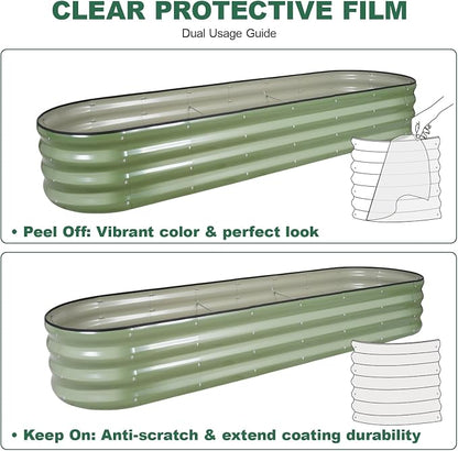 Galvanized Raised Garden Bed - 8×2×1ft Planter Raised Beds for Gardening | Oval Metal Garden Planter Box with Safety Edging and Bracing Rods for Vegetables Fruits and Flowers Oliver Green