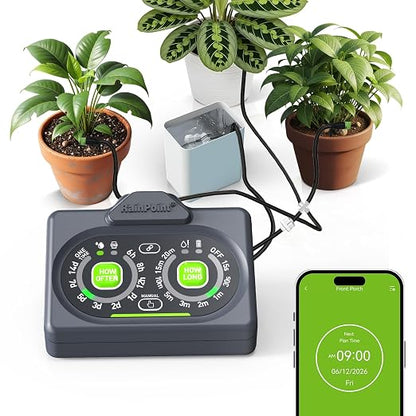 RAINPOINT Smart Auto Plant Waterer Kit for Indoor Houseplants,WiFi/App Control and Local Panel Control,Tap Free Drip Irrigation System for Indoor Balcony Grow Tent Office Water 10-15 Plants