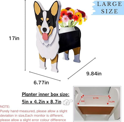 Welsh Corgi Dog Planter Pots, 9.84 x 6.77 x 17 Inches | Large Dog Flower Pot, Cute Animal Shaped Plant Pot, Gifts for Women & Pet Lovers, Indoor Outdoor Garden Home Office Decor
