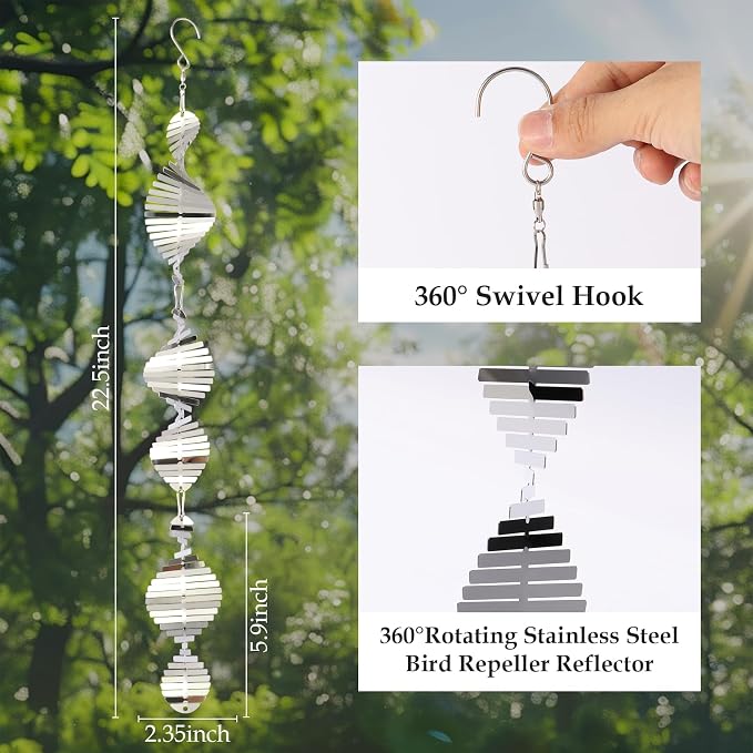 Bird Deterrents for Outside, 12PCS 3D Wind Spinners Outdoor Garden Decor, Bird Reflectors to Keep Birds, Woodpeckers, Pigeons Away from House, Outdoor Garden, Patio and Yard