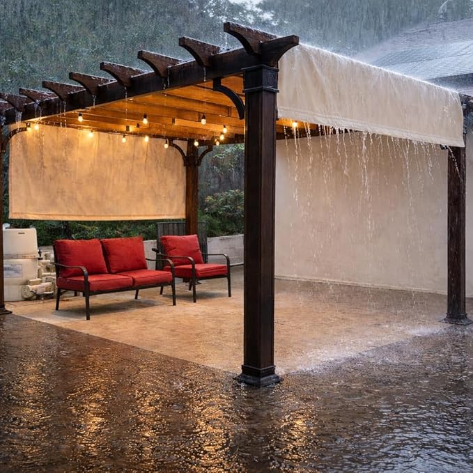 Alion Home Waterproof Pergola Cover - Universal Replacement Canopy (16' L x 9' W, Beige)