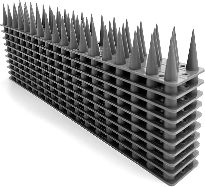 Bird Spikes, 20 Pack Bird Deterrent Spikes for Pigeon Squirrel Raccoon Crow Cats Bird Defender Spikes for Outside to Keep Birds from Walls, Railing and Roof (22 FT)