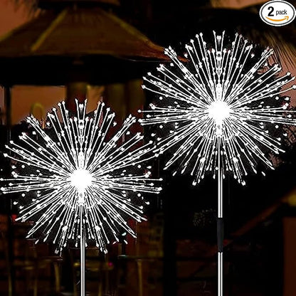 JJGoo Solar Firework Lights, 2 Pack 180 LEDs 2 Lighting Modes Solar Lights Outdoor Waterproof for Garden Patio Walkway Pathway Party Wedding Christmas Decorative - Cool White