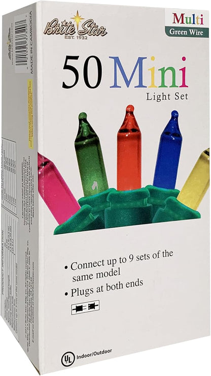 Brite Star 50 Lt String to String Lights, Multi, Green Wire