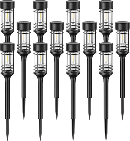 LETMY 12 Pack Solar Pathway Lights Outdoor, Solar Lights Outdoor Waterproof IP65, Bright Solar Garden Lights Outdoor, Auto On/Off Outdoor Solar Lights for Yard Walkway Driveway Landscape Garden Decor