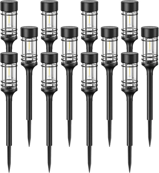 LETMY 12 Pack Solar Pathway Lights Outdoor, Solar Lights Outdoor Waterproof IP65, Bright Solar Garden Lights Outdoor, Auto On/Off Outdoor Solar Lights for Yard Walkway Driveway Landscape Garden Decor