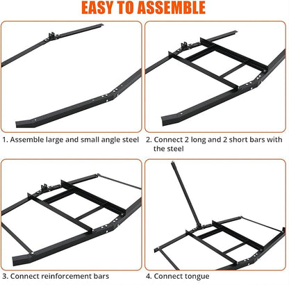 Drag Harrow 74”Wide High Efficient Driveway Grader with Pin Hitch, Up to 50lbs, Heavy-Duty Lawn Leveling Rake Pull Behind Lawn Tractor Rake for Sand, Soil, Farm, Garden