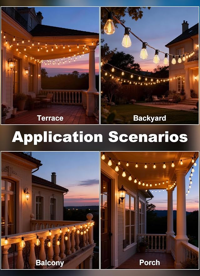 100FT Outdoor String Lights Waterproof, 36+1 Shatterproof S11 LED Bulbs, Extra Long Patio Lights for Outside, Bistro Cafe Decor, Backyard Garden Hanging Lights, Outside Fence Light String