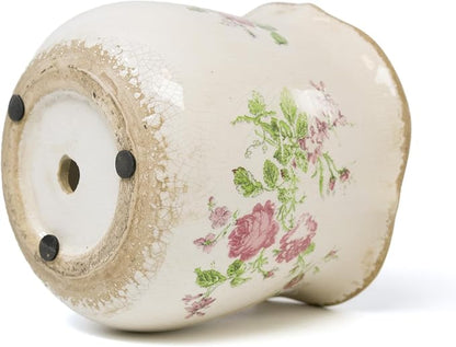 Dosayes Rustic Ceramic Planter, 6 Inch Tuscan Vintage Flower Pot with Drainage, Farmhouse Garden Pot for Indoor Plants, Kitchen & Garden Tuscan Decor, Plant Lover Gift (Pink)