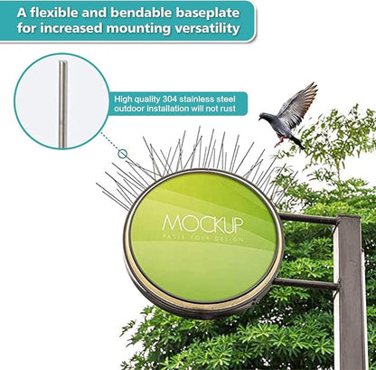 KKY Bird Spikes Stainless Steel Base, Metal Bird Repellent Nail Fence Kit, Can Be Used to Stop Pigeons and Other Small Birds, Covering 10.8 Feet 10 Packs.