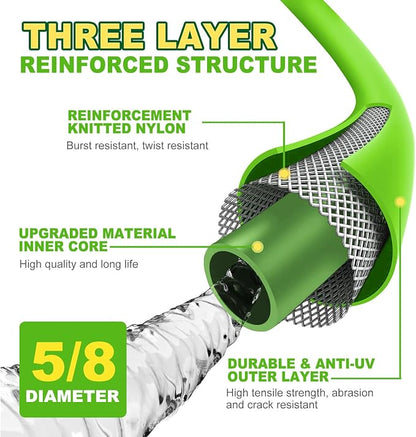 Heavy Duty Garden Hose 5/8 Inch x 200ft - Kink Resistant Lightweight Hybrid Hose, Leak Proof Rustproof Water Hose for Outdoor Watering