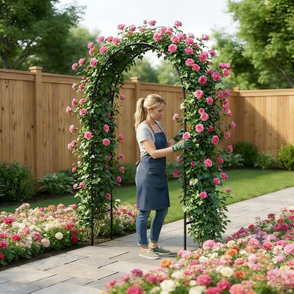 Thorise 7.9 Ft H x 4.6 Ft W Metal Pergola Arbor,Assemble Freely 2 Sizes,for Various Climbing Plant Wedding Garden Arch Bridal Party Decoration Wide Arbor, 1 Pack