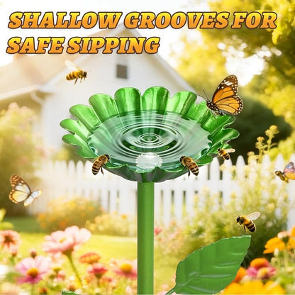 Mellbree Bee Watering Station, 4-Pack Metal Flower Bee Bath for Garden – Attract Butterflies & Pollinators – Colorful Outdoor Garden Stakes for Yard, Patio, Butterfly Garden – Gardening Essentials