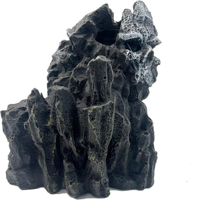 Fish Tank Decorations, Large Aquarium Decor Accessories with Skull Rock Mountain Cave, Bearded Dragon Hideout, Reptile & Amphibian Habitat Hideouts (Dark Gray Mountain)