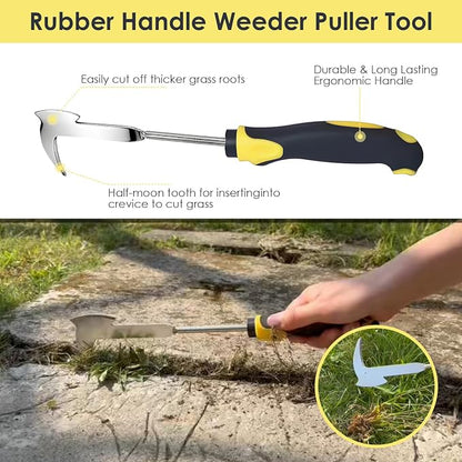 Weed Puller Tool, 3 Pack Weed Remover Tool, 6-Tine Uprooting Weeding Tools, Uprooting Puller & Crevice Weeder, Stainless Steel Garden Tools for Deep Roots, Farm & Backyard