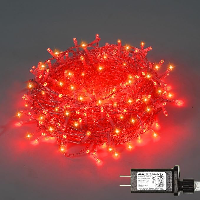 300 Led Red String Lights Outdoor Waterproof Christmas Decorations, 108 Ft Fairy Lights for Bedroom, 8 Modes Plug in Christmas Lights for Outside Room Decor