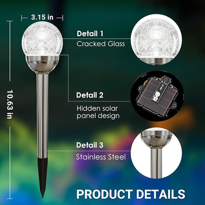 SOLPEX Solar Garden Lights Outdoor, 3 Pack Multi-Color Solar Lights Outdoor Solar Powered Glass Ball Garden Lights Waterproof for Patio Decoration
