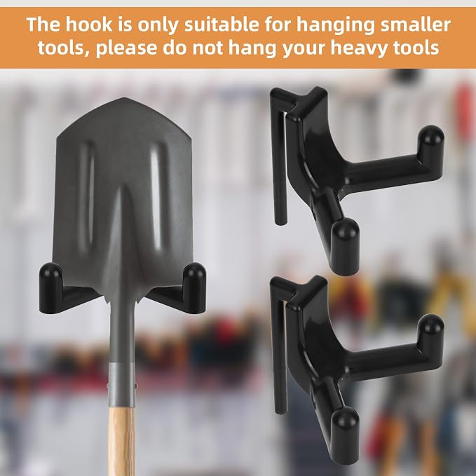 BOXOB 10pcs Shed Hooks for Rubbermaid Fasttrack, Multi Purpose Shed Organizer Plastic Power Tool Hangers Holder Accessories Organization & Storage for Garage Hanging Shovel Rake Sports Equipment