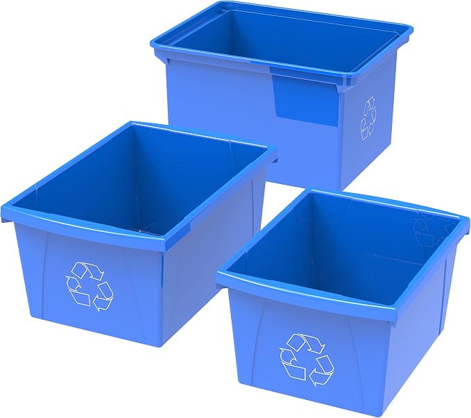 Storex 9 Gallon Recycle Bin, Blue, 1 Count (61549A01C)