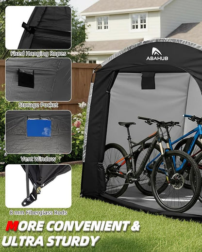 Abahub Portable Bike Storage Shed Tent, 86.7" × 59" × 67", Outdoor Silver-Coated Bicycle Shelter, PU4000 Waterproof 210D Oxford Fabric