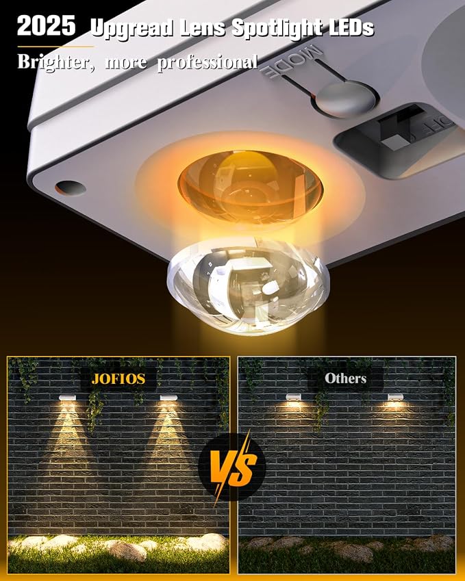 JOFIOS Solar Fence Lights 20 Pack, 50 Lumens Outdoor Solar Lights with 12 Modes RGB Color Glow LED，Waterproof, Solar Lights for Patio, Backyard, Deck, Fence, Railing(White Shell)