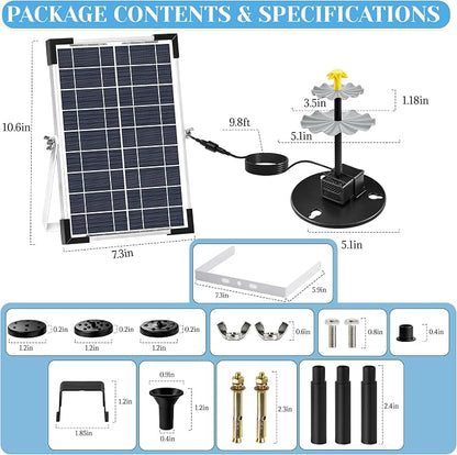 Yeomi 6W Solar Fountain Pump, 3-Tier Waterfall Solar Water Fountain