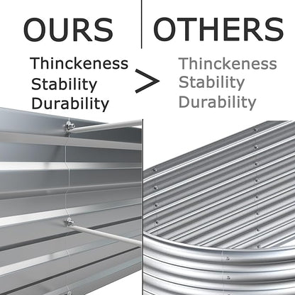 Foxlang 8x2x1ft(2 Pack) Galvanized Raised Garden Bed,Outdoor Planter Box Metal Patio Kit Planting Bed for Vegetables Flowers Herb,Silver