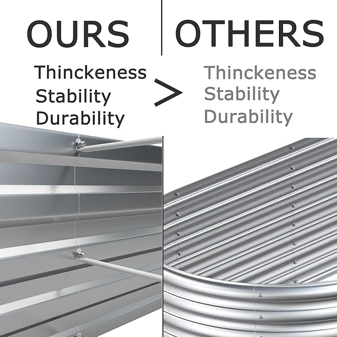 Foxlang 12x4x1ft(2 Pack) Galvanized Raised Garden Bed,Outdoor Planter Box Metal Patio Kit Planting Bed for Vegetables Flowers Herb,Silver