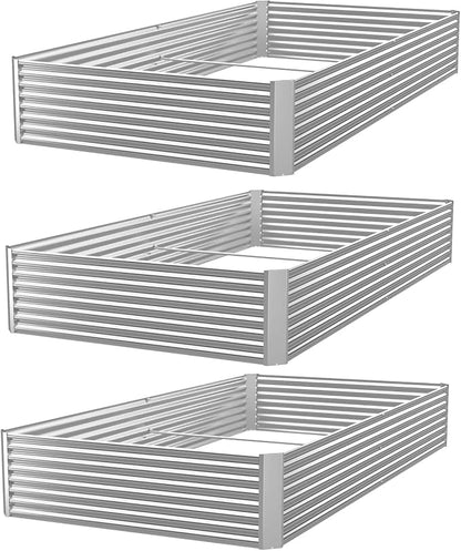 3 Pack Corrugated Galvanized Steel Raised Garden Bed Outdoor, Metal Above Ground Garden Bed for Vegetables and Flowers, Rectangle Raised Beds for Gardening-36x18 inch