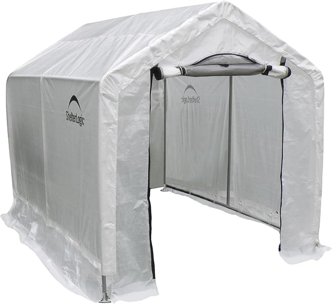 ShelterLogic 6' x 8' x 6.5' GrowIT Greenhouse Peak Roof Style Backyard Grow House with Integrated Shelving