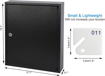 KYODOLED Key Lock Box, Wall Mount 100 Key Cabinet, Black | Numbered Key Storage Organizer, Secure Lock Box, Includes Key Hooks & Labels, Home, Office & Property Use, 17.1 x 14 x 3.1 In