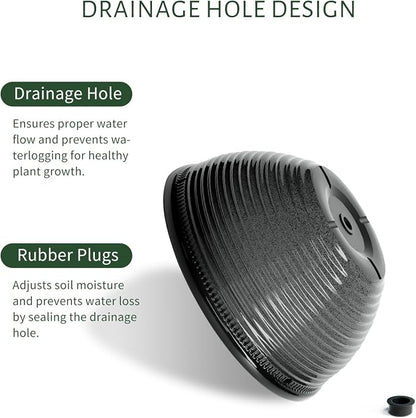 Vanslogreen 2 Pack Hanging Planters for Indoor Outdoor Plants, 10 Inch Hanging Planter with Drainage Hole & Plug Glazed Hanging Baskets Flower Pots for Garden Home (Black)